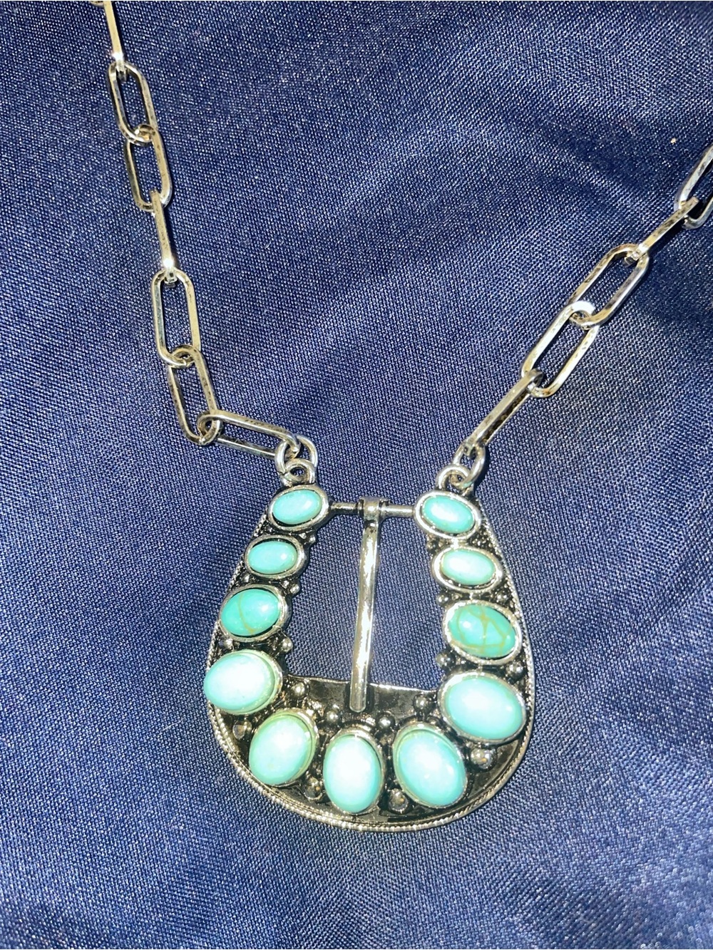 New western faux buckle necklace